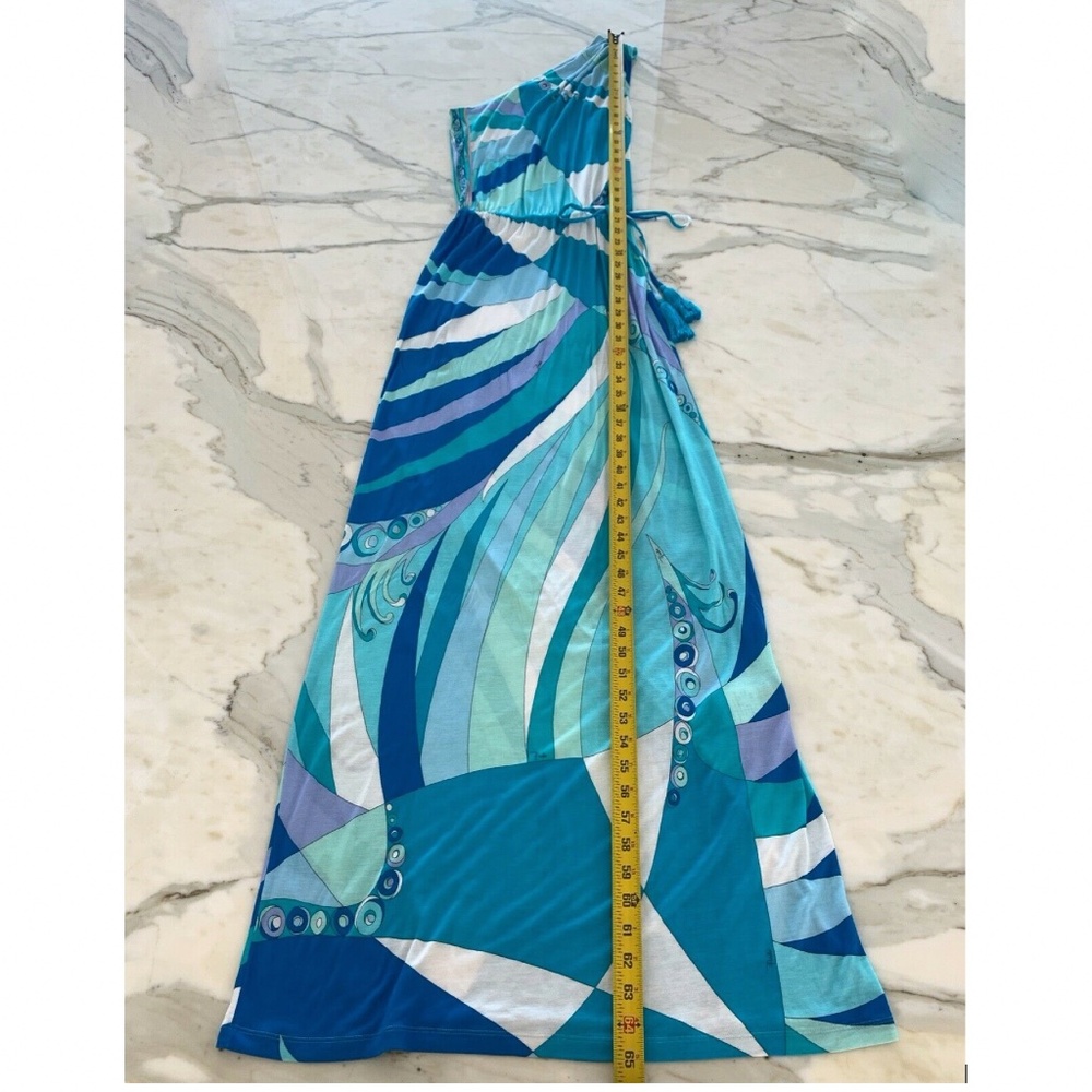 EMILIO PUCCI BLUE PRINTED ONE SHOULDER DRESS MODEL 41WH40 SiZE IT 40 / US 6 NWTS - Picture 11 of 12